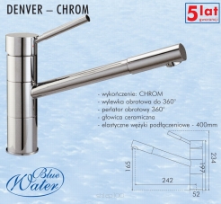 Bateria zlewozmywakowa Denver  chrom